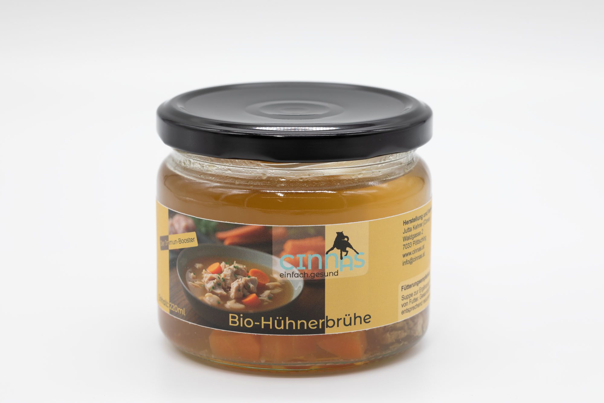 Bio-Hühnerbrühe<br><span style="font-size: 11px;font-style: italic;">Ergänzungsfuttermittel</span>