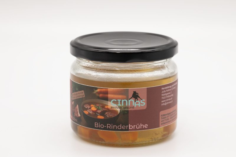 Bio-Rinderbrühe<br><span style="font-size: 11px;font-style: italic;">Ergänzungsfuttermittel</span>